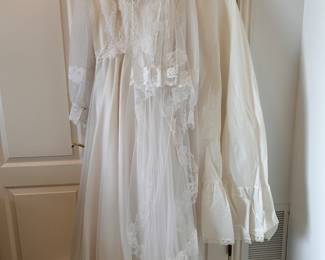 1970s wedding dress and veil