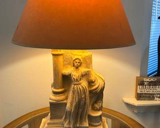 vintage stone woman lamp