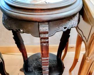Antique marble topped plant stand