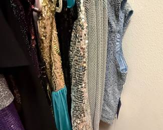 Sequins dresses, vest, pants, and boots