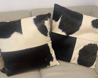 Cowhide throw pillows