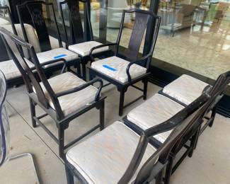8 Antique high quality, solid wood Asian chairs with a matching table
