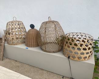 Wicker and grass light fixtures