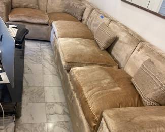 Crashed velvet, oversized sectional sofa
152” L x 39”W x 35”H