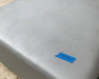 Silver leather square ottoman
