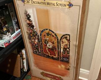 Christmas metal screen for fireplace