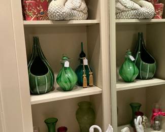 on these shelves you have anywhere from whole Marano porcelain swans