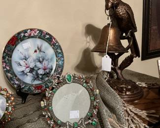 Heavy, solid, brass bird with bell