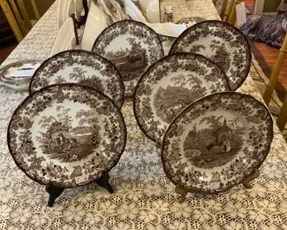 Set of six Spode plates