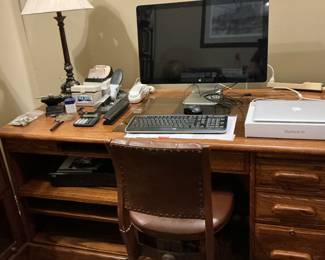 man’s office desk