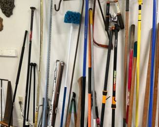 we have racks brooms, shovels Shepherd hooks