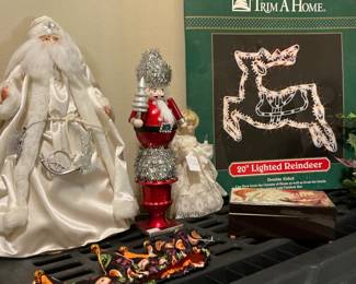 Lighted, reindeer, nutcracker Santa angel