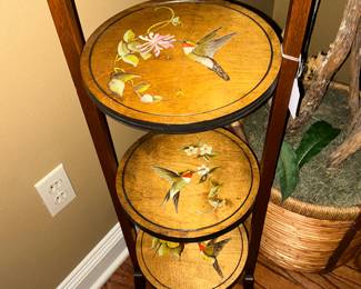 Hand-painted hummingbird high stand