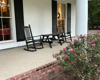 Nice set of heavy duty, wood rocking chairs, a child’s picnic table