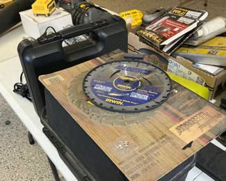 we have a skill, SAW in box with extra blades battery operated blower