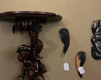 The cutest little sailor monkey shelf, also hand carved African mothers