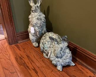 a pair of iron looking bunnies