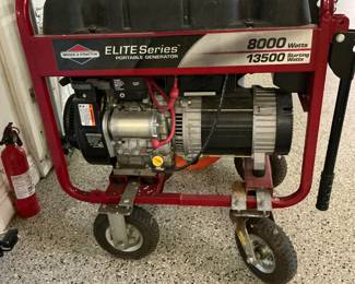 This is an 8000 W generator easy to move has been cranked and used one time and not for very long. This is on pre-sale.