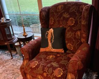 Beautiful upholstered recliner, wing back chair