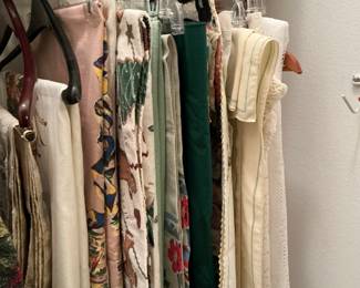 a lot of vintage tablecloths, and curtains