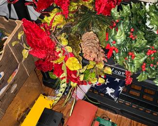 Christmas greenery and poinsettias