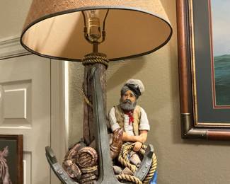 Vintage Apsit Bros of California old man of the sea lamp