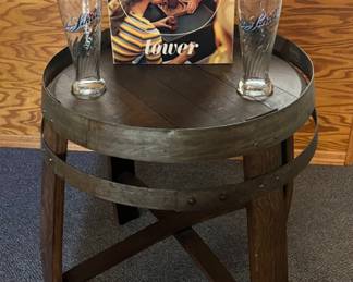 Great vintage barrel side table
