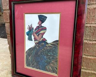 Charles Bibbs, "Silk Maiden," Print, 14.5" x 17" h, Framed