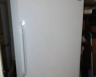 Large upright Frigidaire freezer.