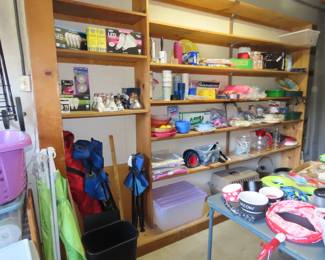 paper goods, beach chairs, sun umbrellas, plastic storage boxes, light bulbs.