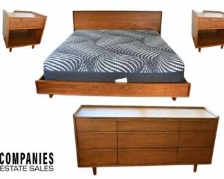 Tate Collection Crate and Barrel Triple Dresser / Bed /2 Stands / Sealy Mattress