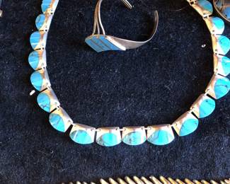 Sterling Turquoise Necklace and Cuff