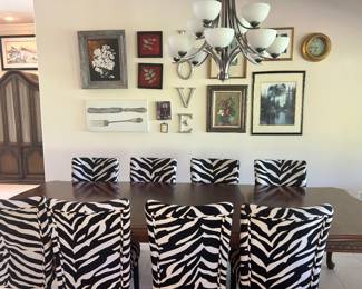 Elegant Dining Table with Zebra print chairs