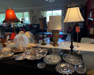 Serving pieces, several lamps and home decor just in time for the holidays