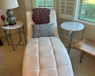 Soft leather cream chaise lounge