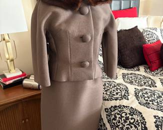 Exquisite Vintage Custom made Fur trim suit One of a kind!!