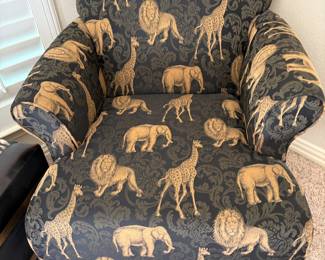 Black and Gold Safari Animal Upholstered Chair 