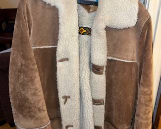 vintage Pioneer Wear men's shearling suede coat