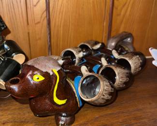 vintage ceramic dachshund dog decanter set