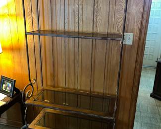Wrought iron bakers rack with glass Shelves