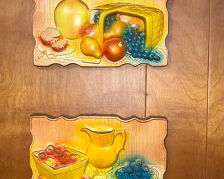 Pair of vintage chalk-ware wall plaques by Miller Studio