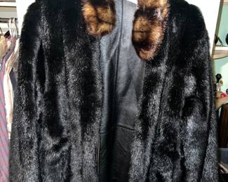 Wilsons reversible black leather and faux fur coat