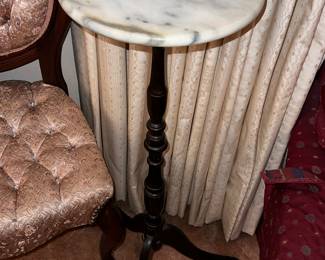 vintage mahogany marble top pedestal side table or plant stand