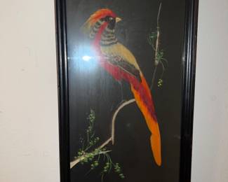 Framed Mexican feather art