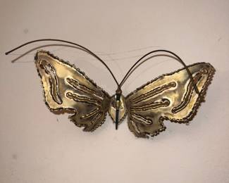 Brass butterfly metal wall art