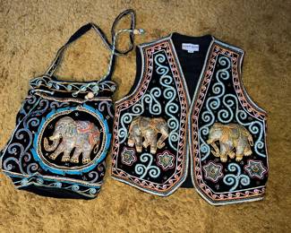 vintage elephant vest and a bag from the Carol Horn Workshop