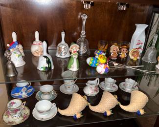 Porcelain bells & Tea cups W/ Saucers