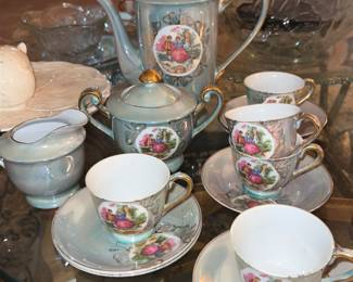 Vintage Lusterware Porcelain Demitasse Tea Set