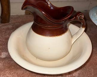 McCoy Pottery pitcher and wash bowl set