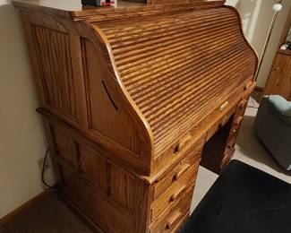 Vintage Roll-Top Desk in the basement